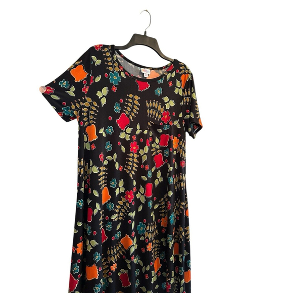 LulaRoe Floral Stretch MIDI Dress Womens MEDIUM Multicolor Flowers Short Sleeves - Picture 5 of 16